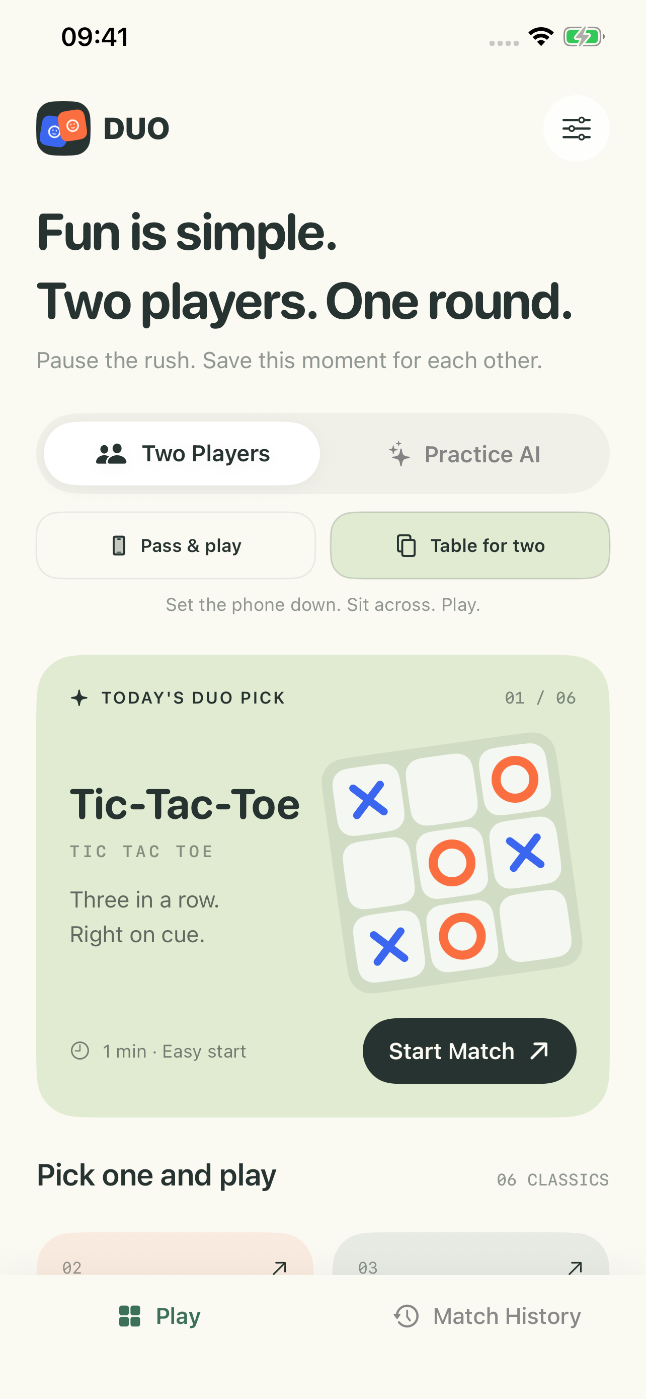 DUO game lobby on iPhone